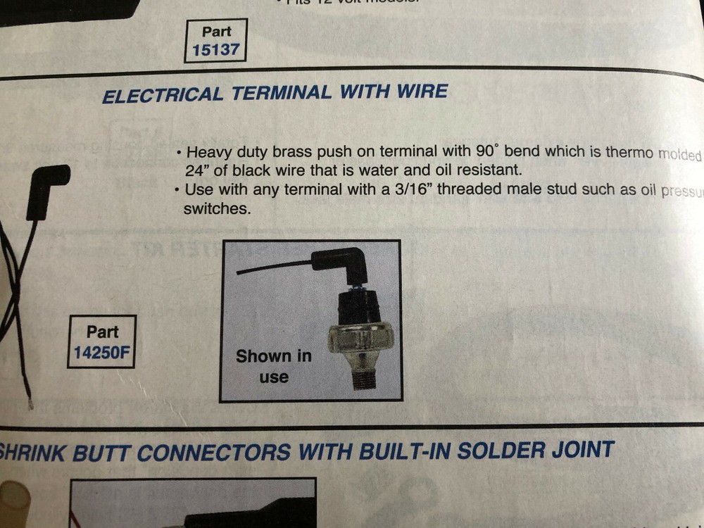 ELECTRIC TERMINAL WITH WIRE PUSH-ON 90 DEGREE END 24'' WIRE