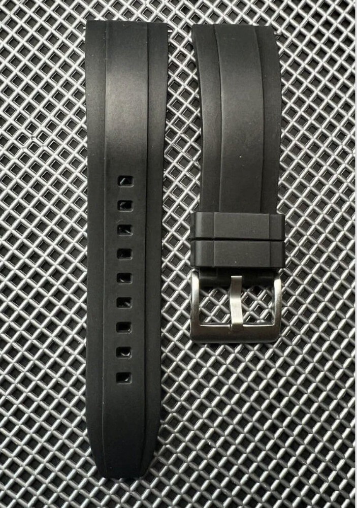 BLACK Vulcanized Caoutchouc rubber Strap Band Straight Edge Quick Release