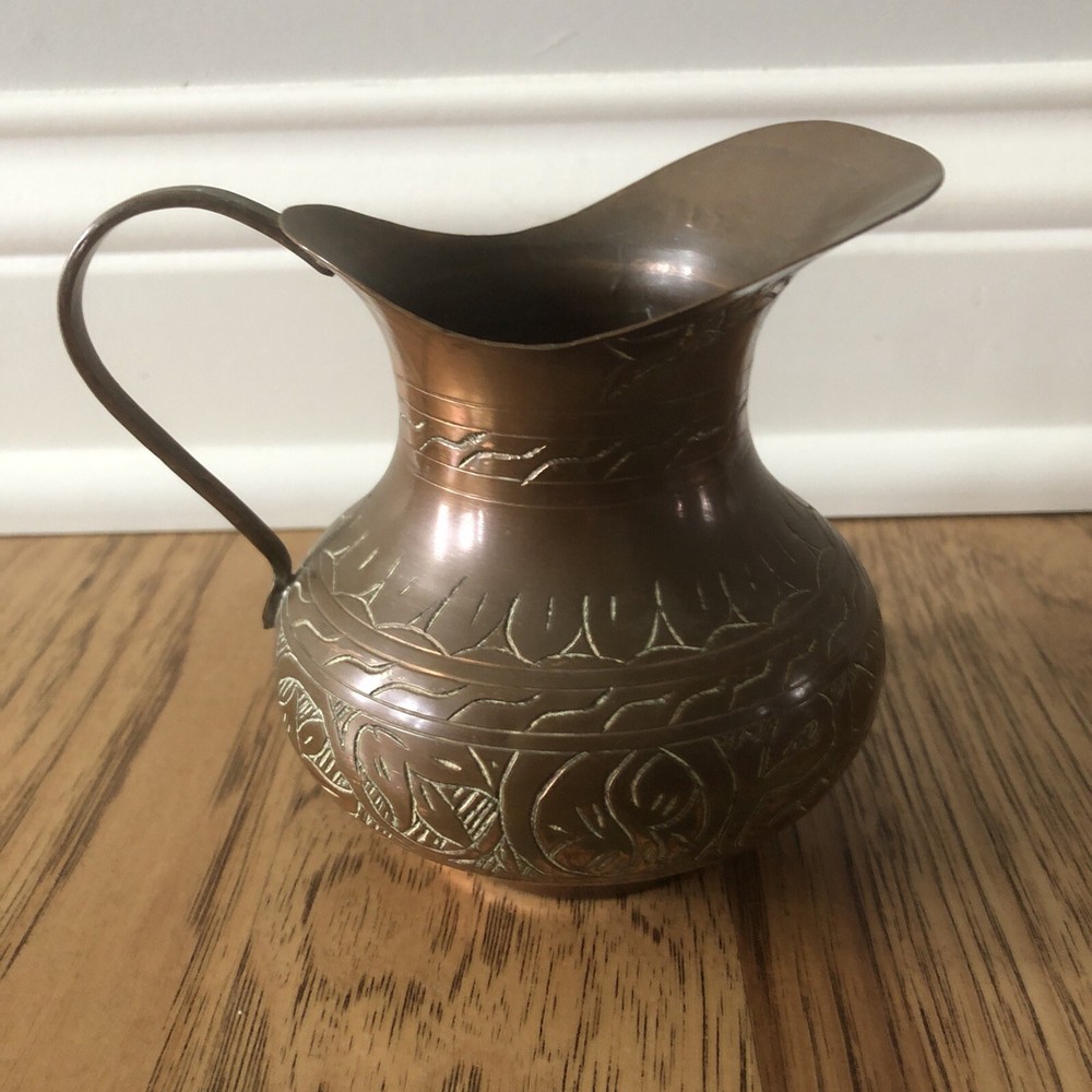 Turkish Copper Plated Etched Small Pitcher Creamer