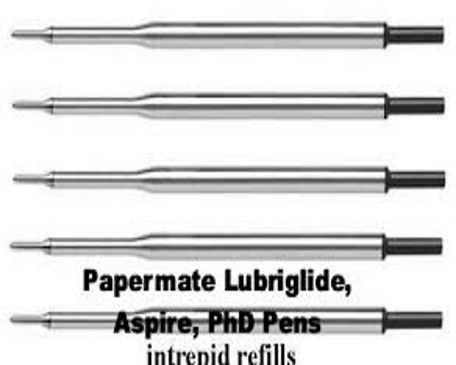 Genuine Black Intrepid Medium point Refills for PhD Papermate Lubriglide Aspire.
