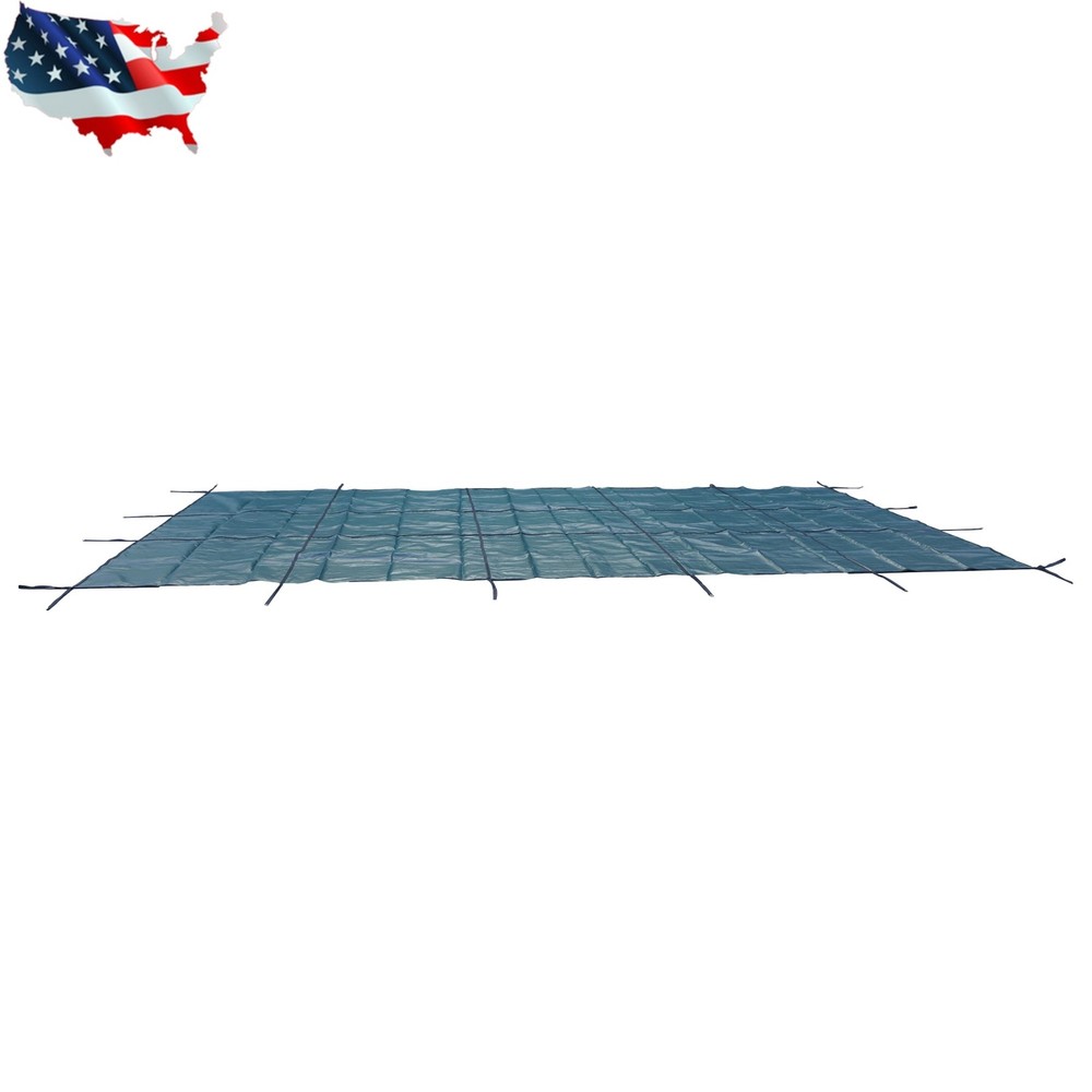 18x32FT Rectangular Inground Pool Safety Cover Solid Green Mesh for 16x30ft Pool