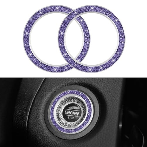 Car Engine Start Stop Decoration Ring, Car Engine Start Button 2PCS Purple