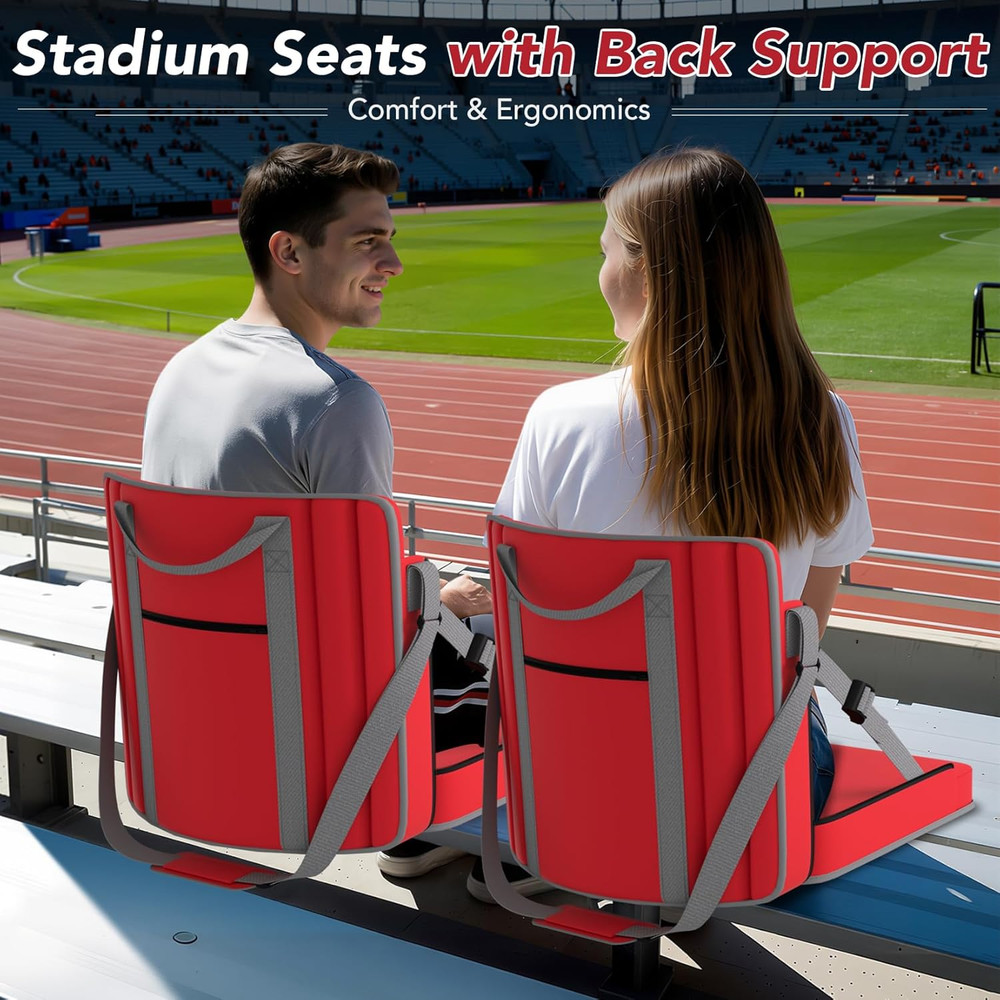 Stadium Seats with Back Support 1PACK Adjustable Bleacher Chairs with Back and C