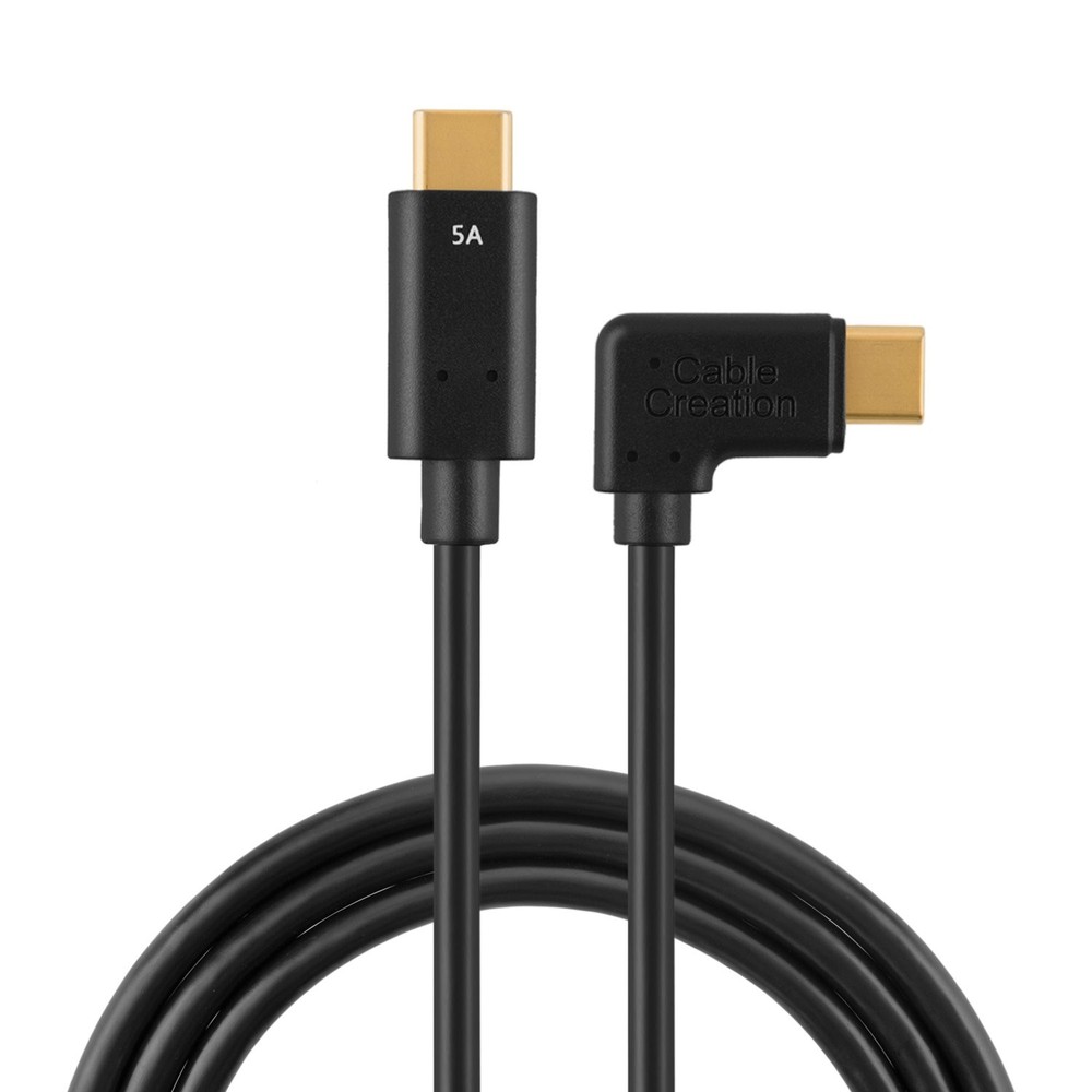 CableCreation USB C 90° Fast Charging Cable 100W, 6ft Black (63)