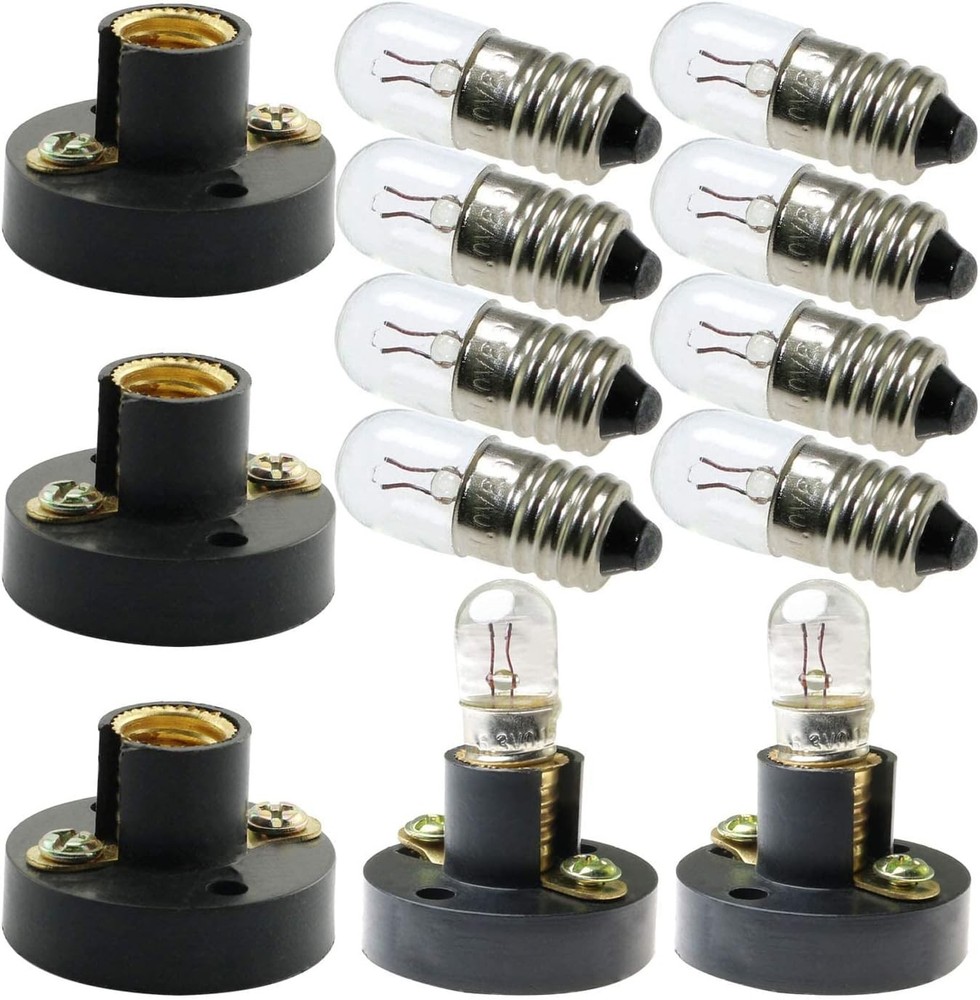 15Pcs Mini Bulb and Holder Set 6.3V E10 Socket for DIY Lighting