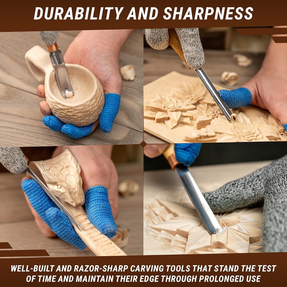 BeaverCraft Wood Carving Gouges Chisels Kit SC01 - Spoon Chisel Set