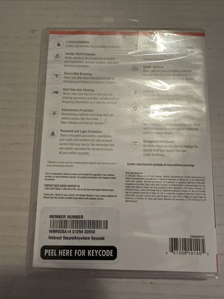 Webroot Internet Security with Antivirus [3 Devices PC, Mac, and Mobile] Sealed