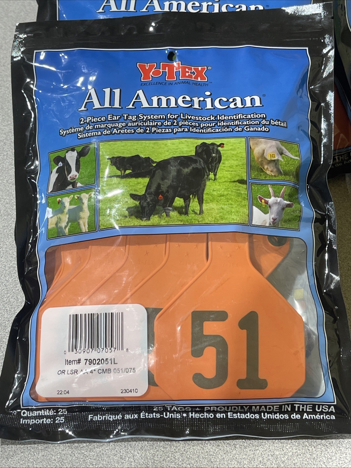 Y-Tex 4 Star Large Cattle Tags 25 Pack, 2 Piece Ear Tag System, Orange, 51-75