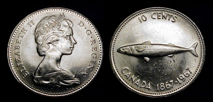 CANADA 1967 Ten Cents AU+