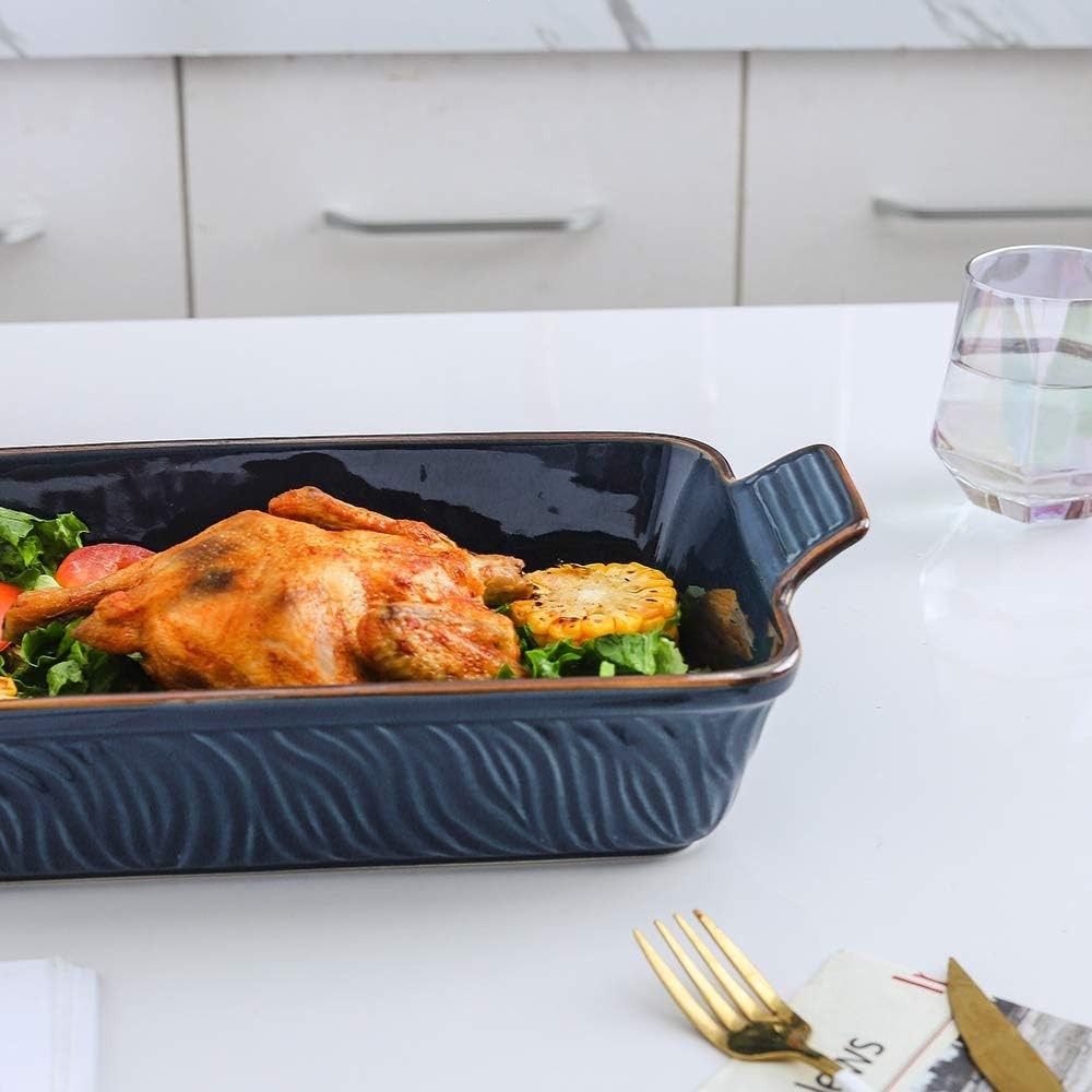 3PC Ceramic Bakeware Set 9x13 Baking Dish Lasagna Pans Aegean