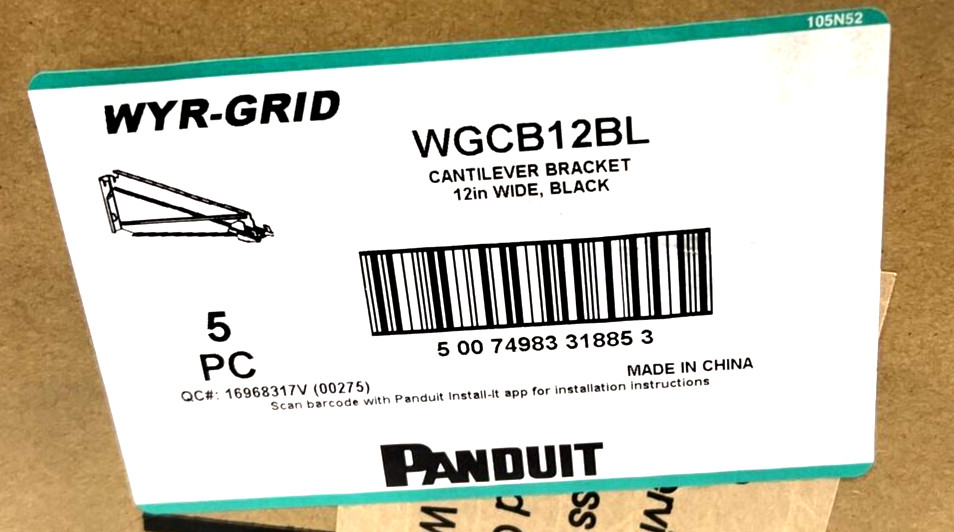 Panduit WGCB12BL Wyr-Grid Cable Bracket