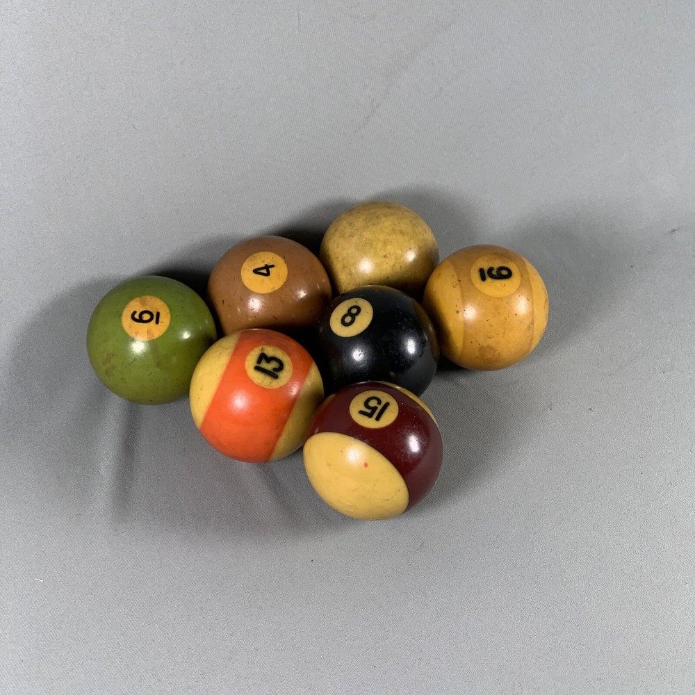 7 Vtg Pool Billiard Balls