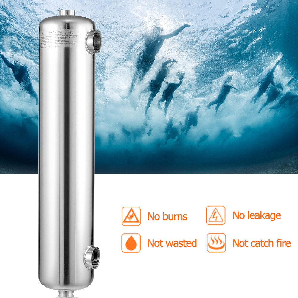 Tube and Shell Heat Exchanger 400kBtu 304 Stainless Steel for Spa Heat Recovery