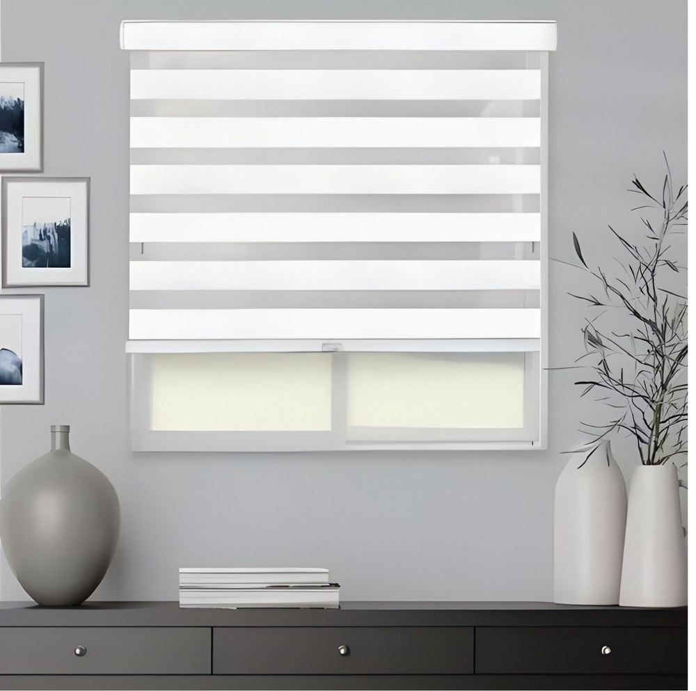 Chicology Basic Arctic Light Filtering Dual Layer Zebra Roller Shade 52"x72" 21C