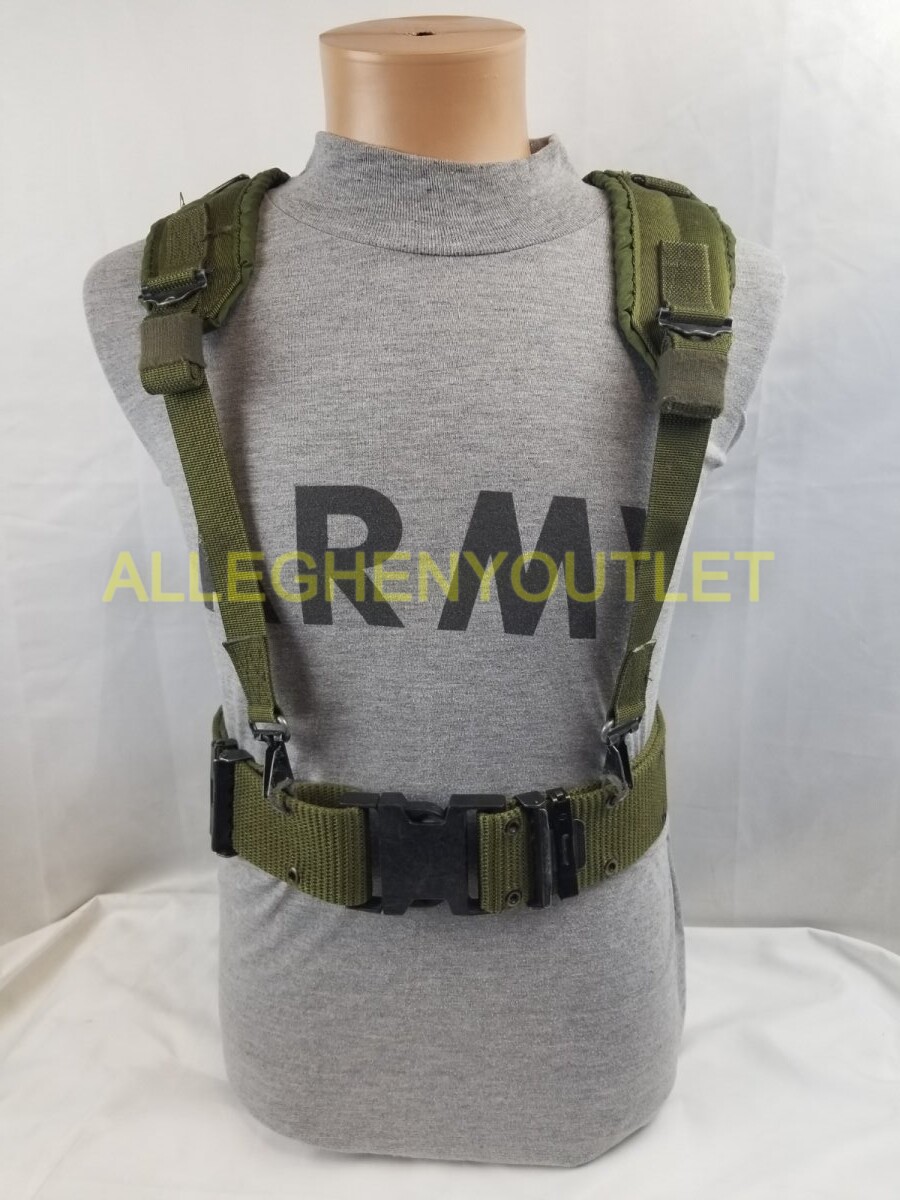 Original U.S Army OD Webbing System LBE Suspenders Pistol Belt LC-2 Military