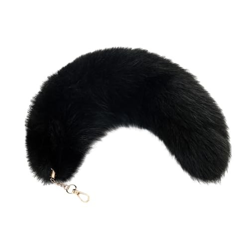 Fluffy Therian Fox Tail Keychain - Soft Plush Accessory for Black Tail-01