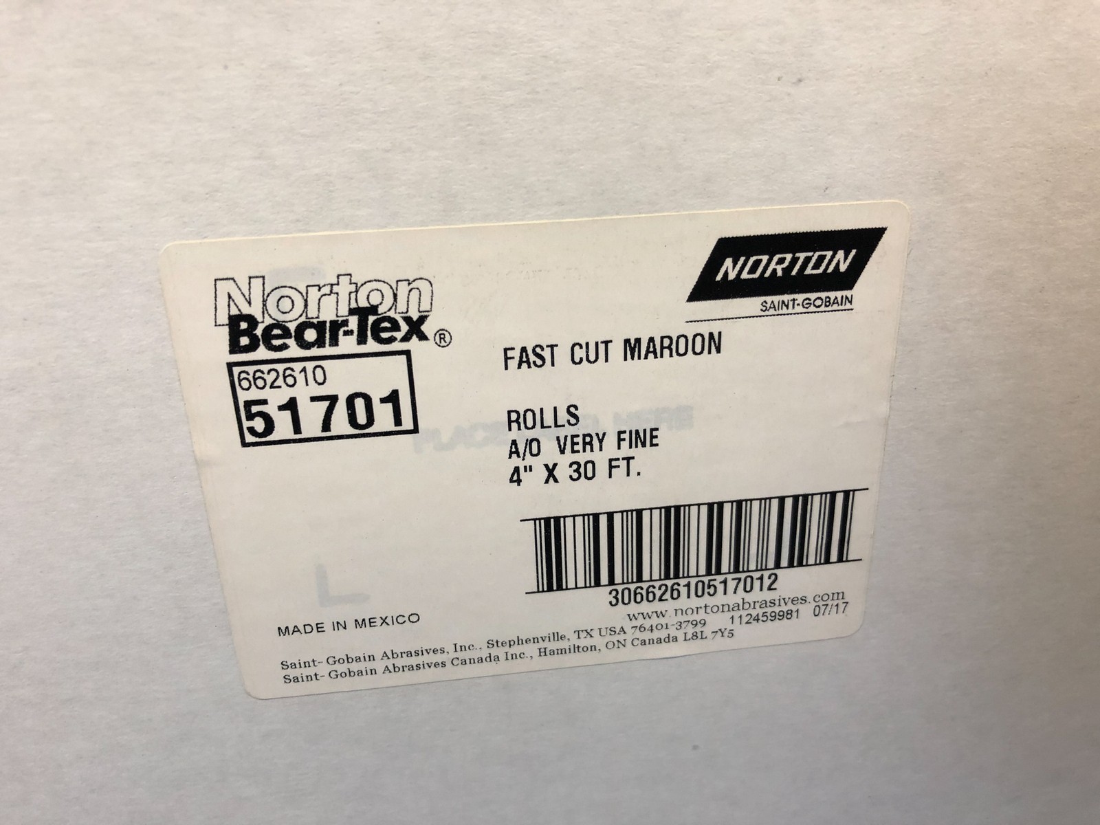 2pk Abrasive Roll 4" x 30' Non-Woven Fast Cut AO Very Fine Norton 66261051701