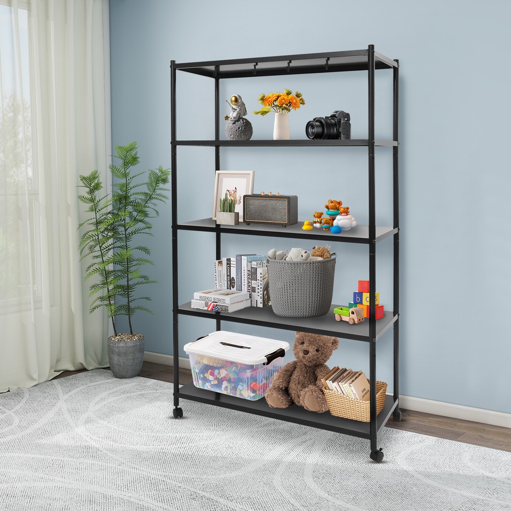 Adjustable Kitchen Storage Rack with Wheels, Storage Rack, 5 Tier Storage Rack