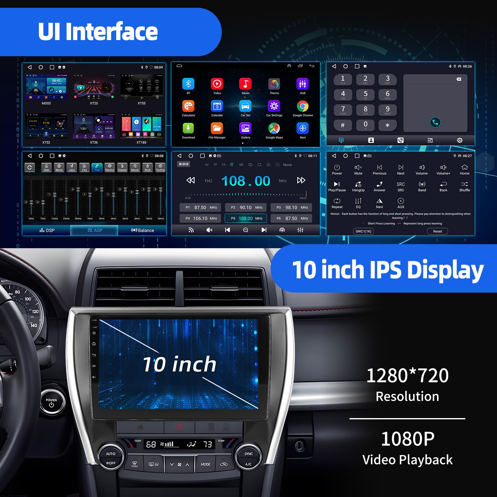 Android 15 Carplay For 2015-2017 Toyota Camry Car Stereo Radio GPS Navi BT WIFI