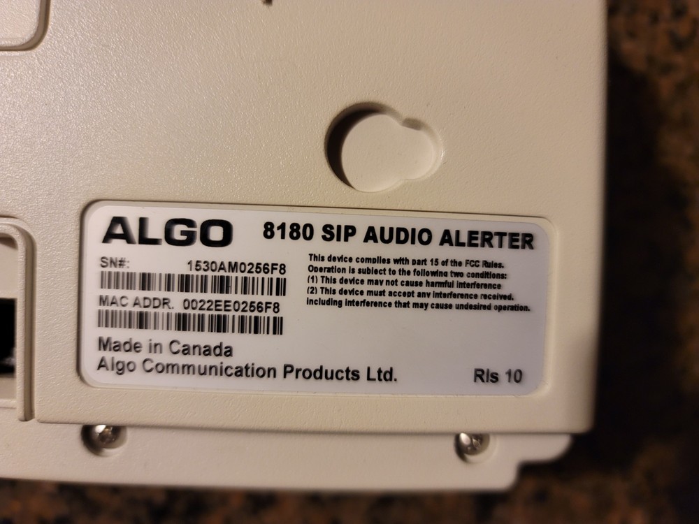 ALGO 8180 SIP Audio Alerter – USED – Pulled From Working System – With Bracket