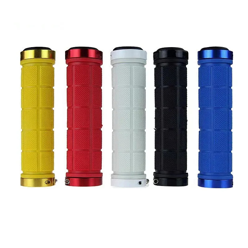 Bike Handlebar Grips Rubber Comfortable with Plastic End Caps