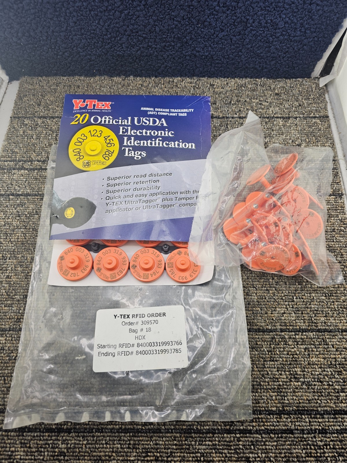 (QTY 20) Y-TEX: Official USDA Animal Disease Traceability For Cattle Ear Tags