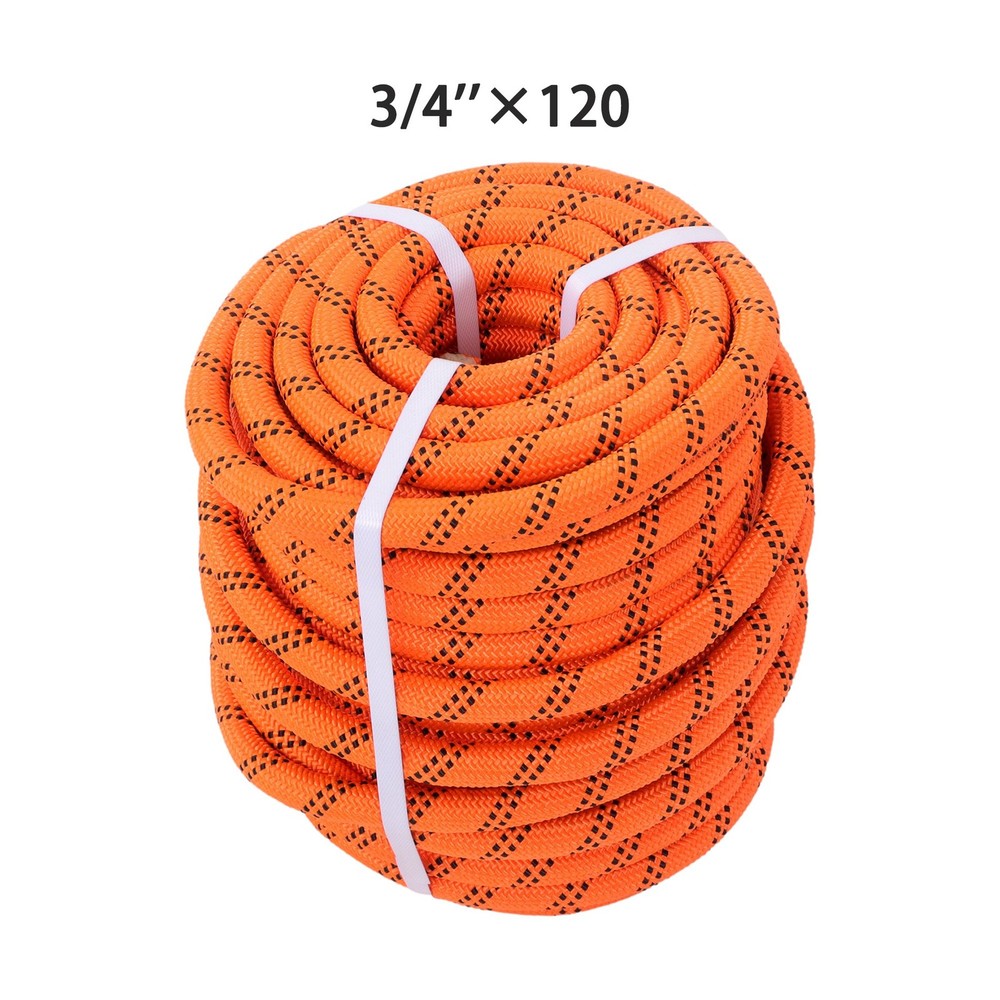 Arborist Double Braid Polyester 48-Strand Arborist Rigging Rope Orange & Black