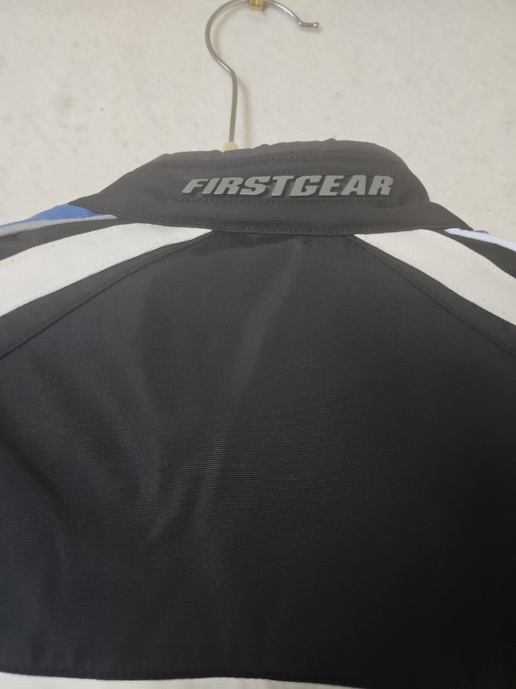 Firstgear Motorcycle Jacket Small Blue Black Embroidered Patches Safe Hypertex