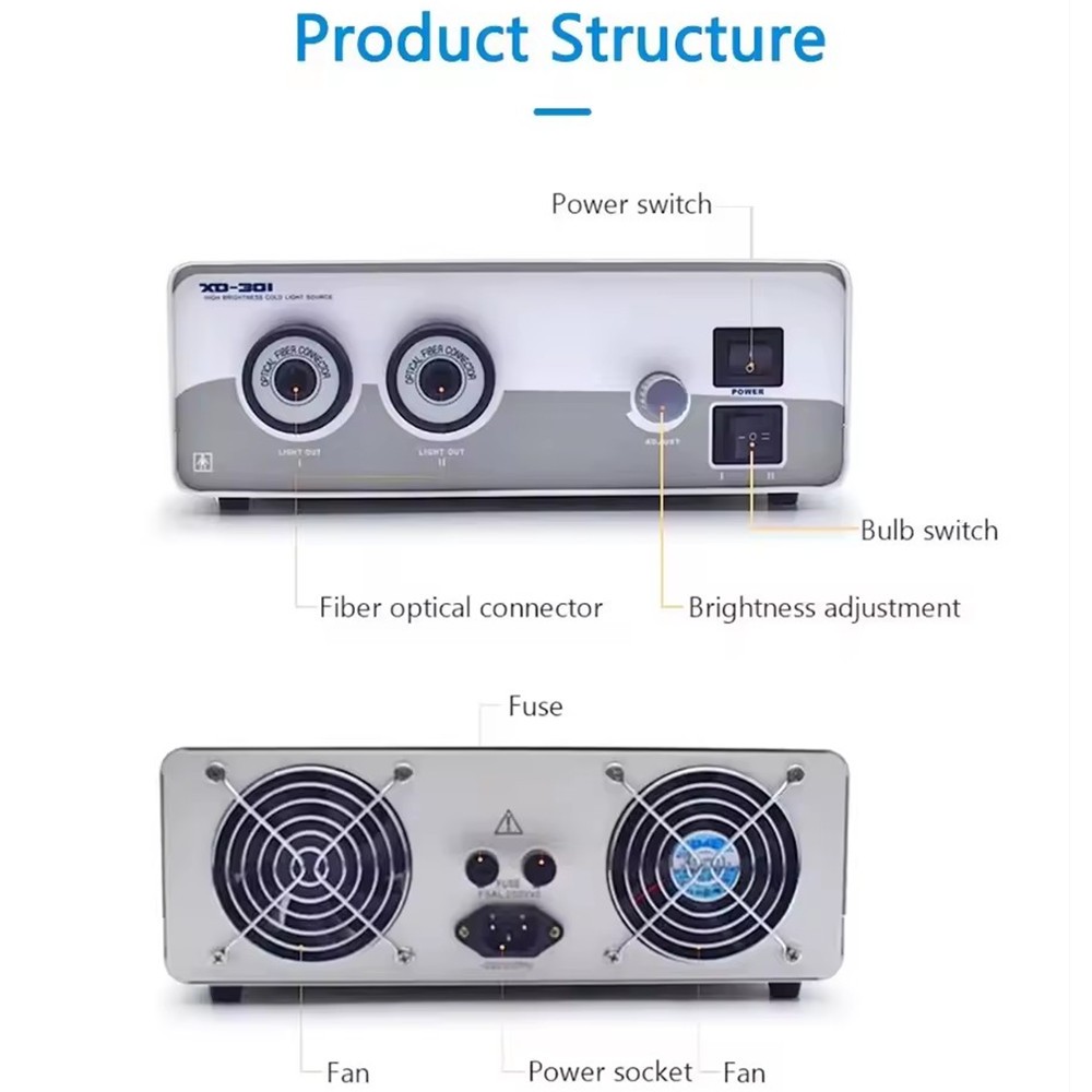 150W Double-Hole Halogen Medical Cold Light Source for Endoscope Microscope