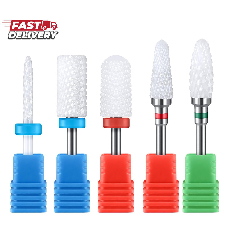 Melodysusie Ceramic Nail Drill Bits Set, 3/32'' (2.35Mm) Professional Acrylic Na