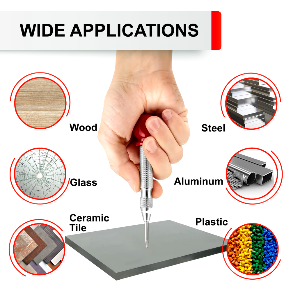 5 Inch Automatic Center Punch Adjustable Impact Spring Hole Drill Tool .
