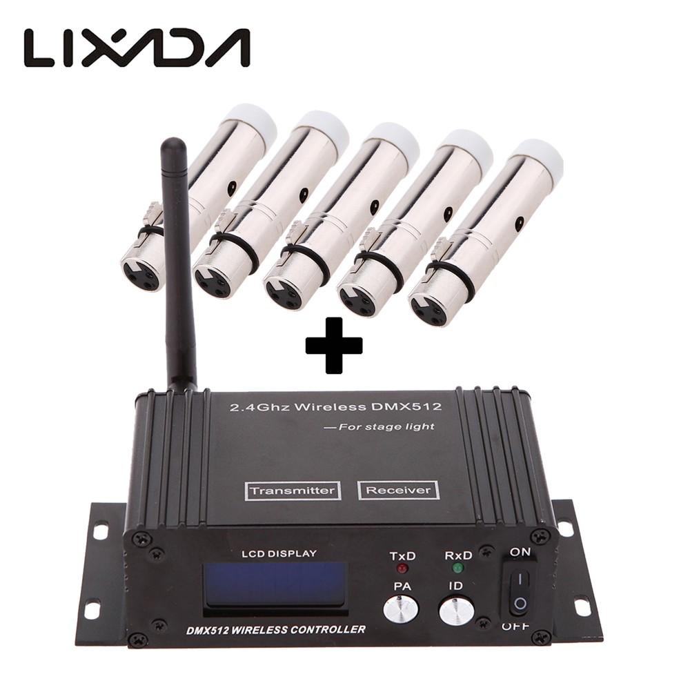 2.4G Wireless DMX 512 Controller Transmitter Receiver LCD Display Repeater D5X9