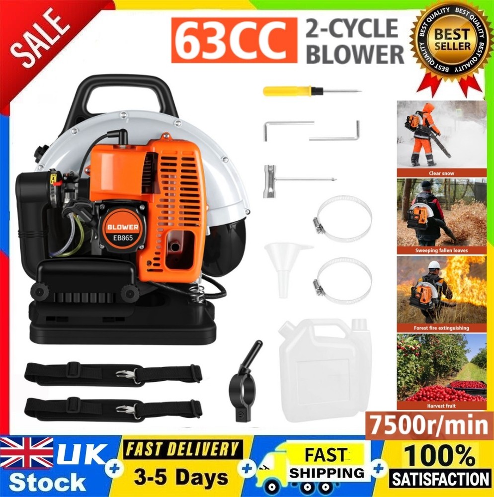 🔥Backpack Leaf Blower Gas Powered Snow Blower 665 CFM 63CC 2-Stroke Engine 3HP