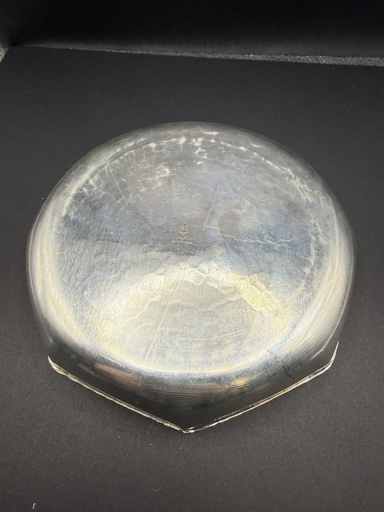 Mission A&C Nicely Hammered Roycroft & Sheffield Marked Silver Octagonal Dish