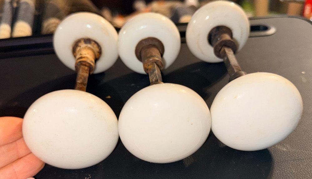 Lot Of Antique Round White Porcelain Knobs