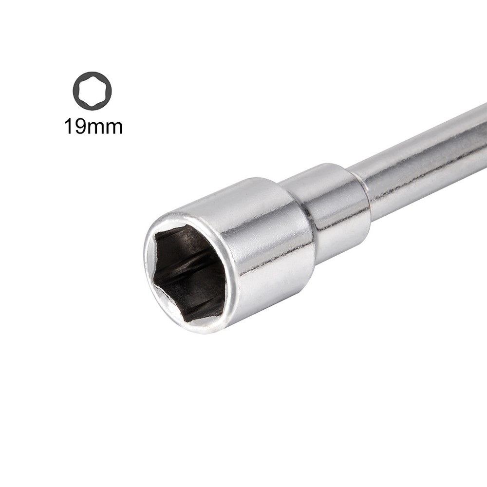 19mm Metric L Shaped Angled Open Hex 6 point Socket Wrench Silver