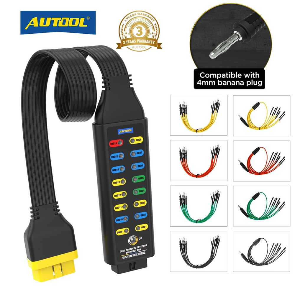 16-Pin OBD2 Breakout Box OBDII Protocol Detector CAN Auto  Electrical Diagnostic