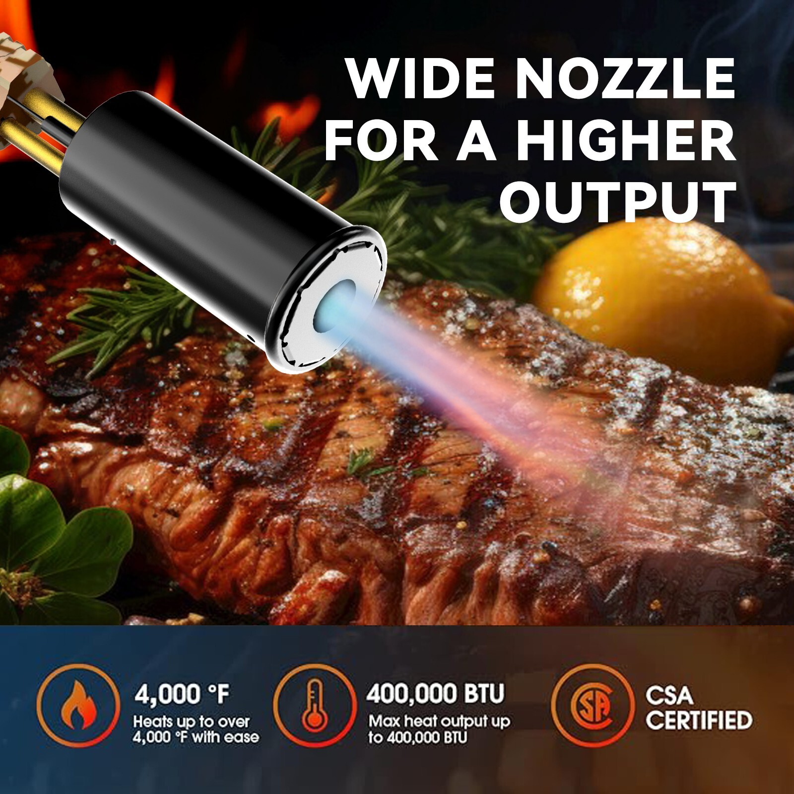 4ALLTECH Propane Cooking Torch Gun Kitchen Blow Torch Flame Thrower Fire Gun