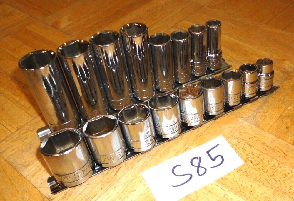 S-K TOOLS 17 PIECE 3/8 DRIVE SHORT & DEEP SAE. SOCKET SETS