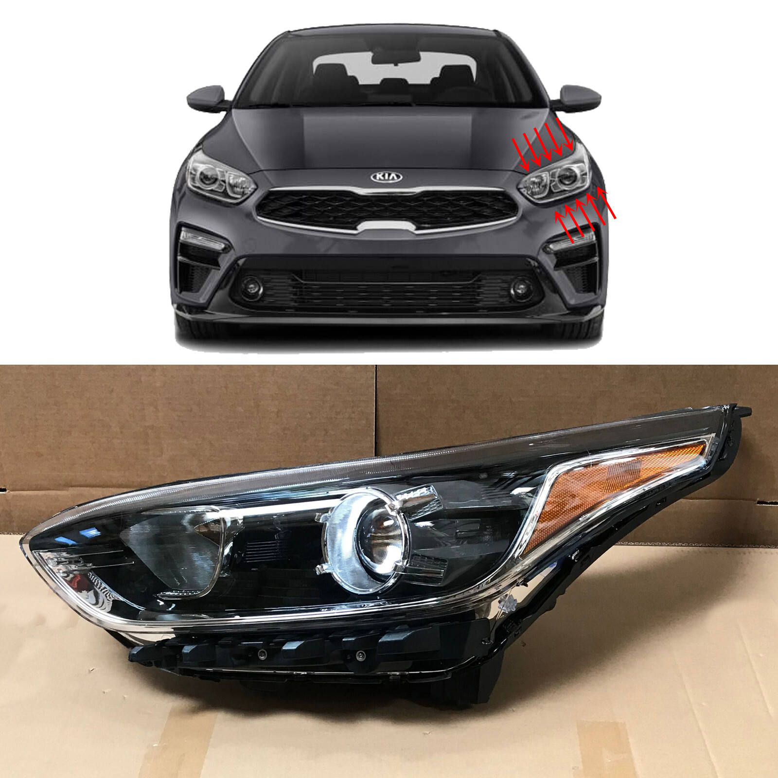 Headlight for 2019 2020 2021 Kia Forte Sedan Halogen no LED Left Driver w/ Bulb