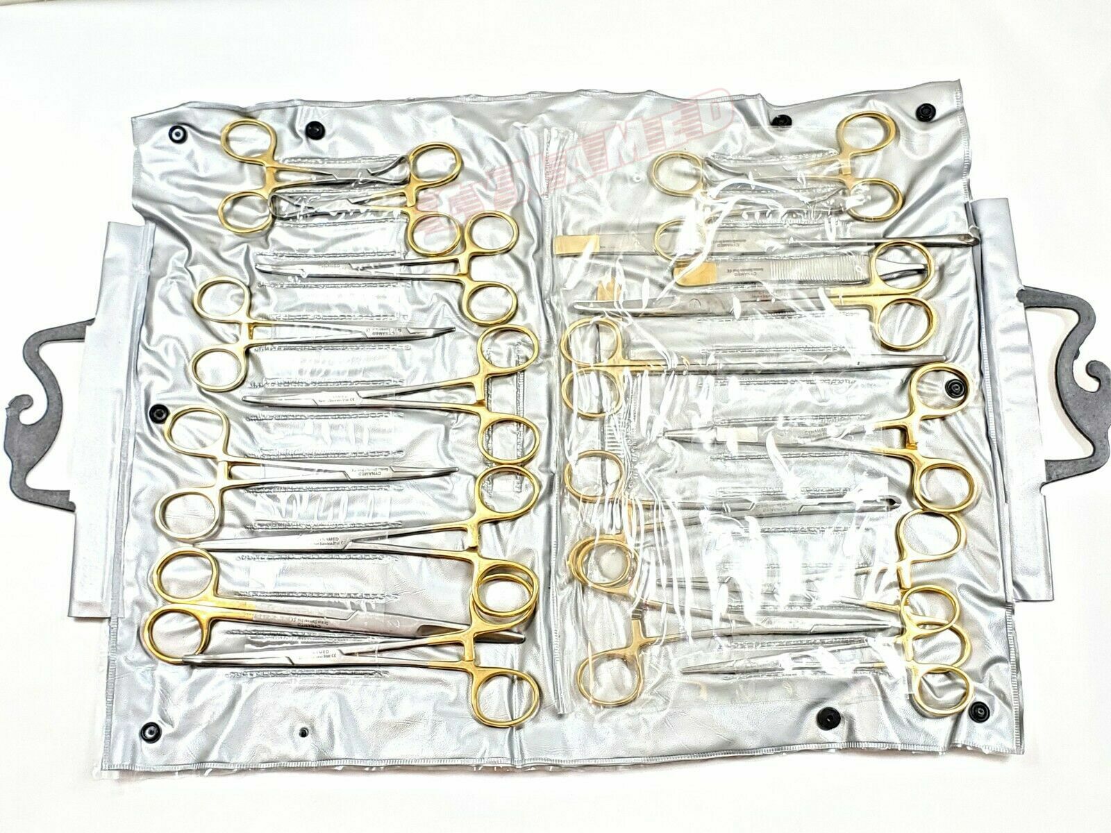 GERMAN 82 PCS GOLD HANDLE GENERAL SURGERY SPAY PACK DENTAL SURGICAL INSTRUMENTS
