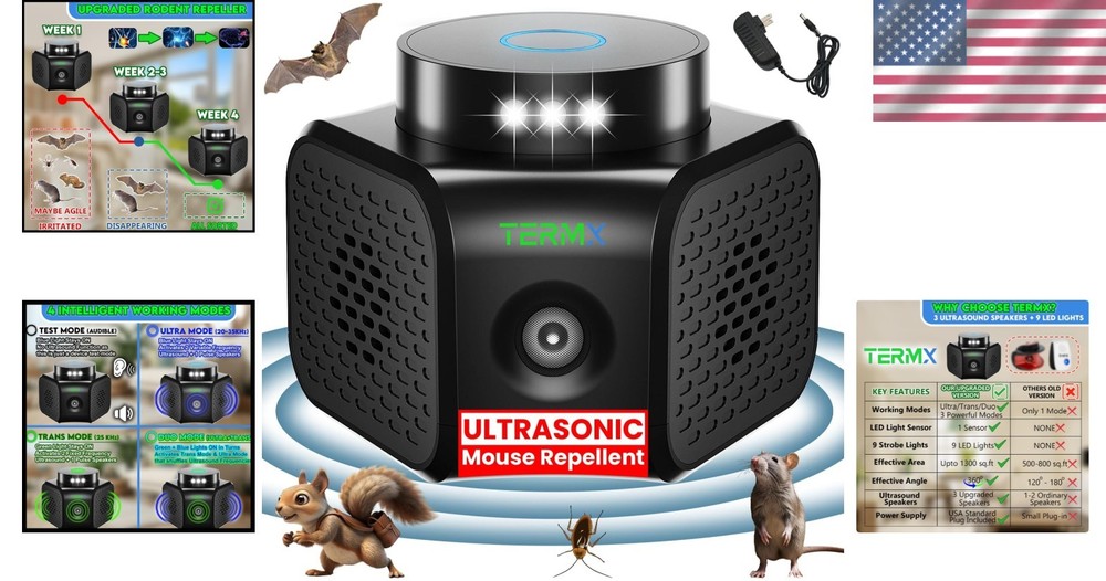 Electronic Ultrasonic Mouse and Rat Deterrent - Effective Pest Control Solution