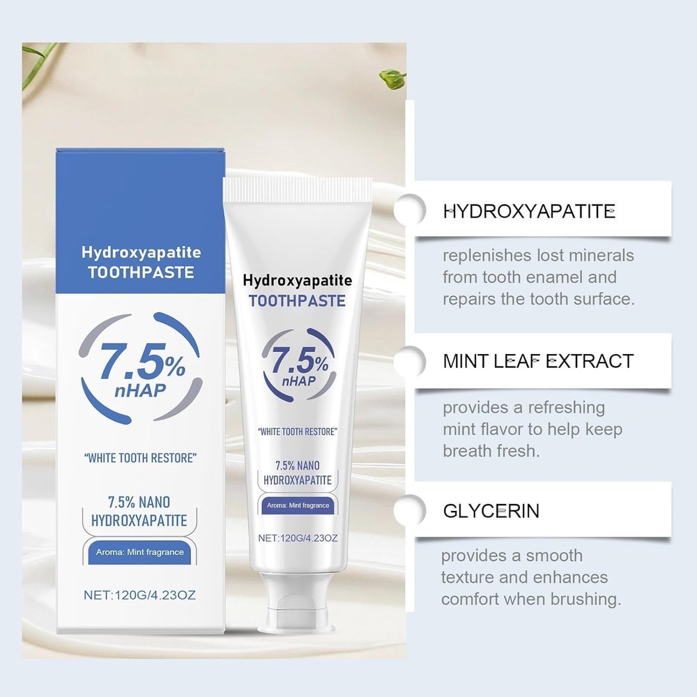 Hydroxyapatitetoothpastes,7.5% Hydroxyapatite Toothpaste,For Enamel Protection a
