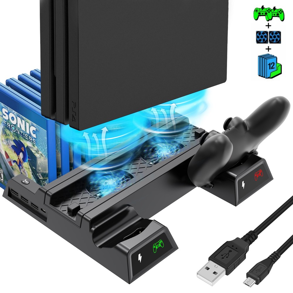 Dual Controller Vertical Stand Charging Dock Station For PS4/PS4 Pro/PS4 Slim