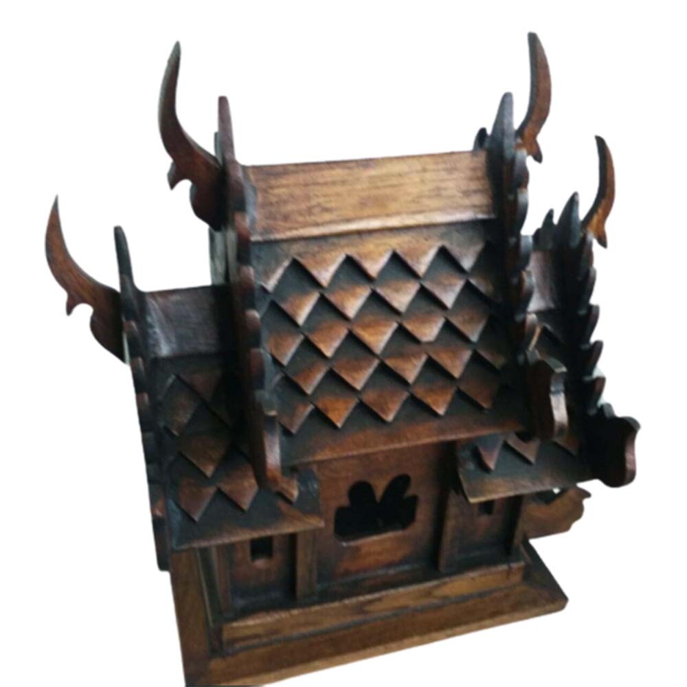 Home Collectibles Thai Small Temple Buddha Wooden Spirit House Buddhist Handmade