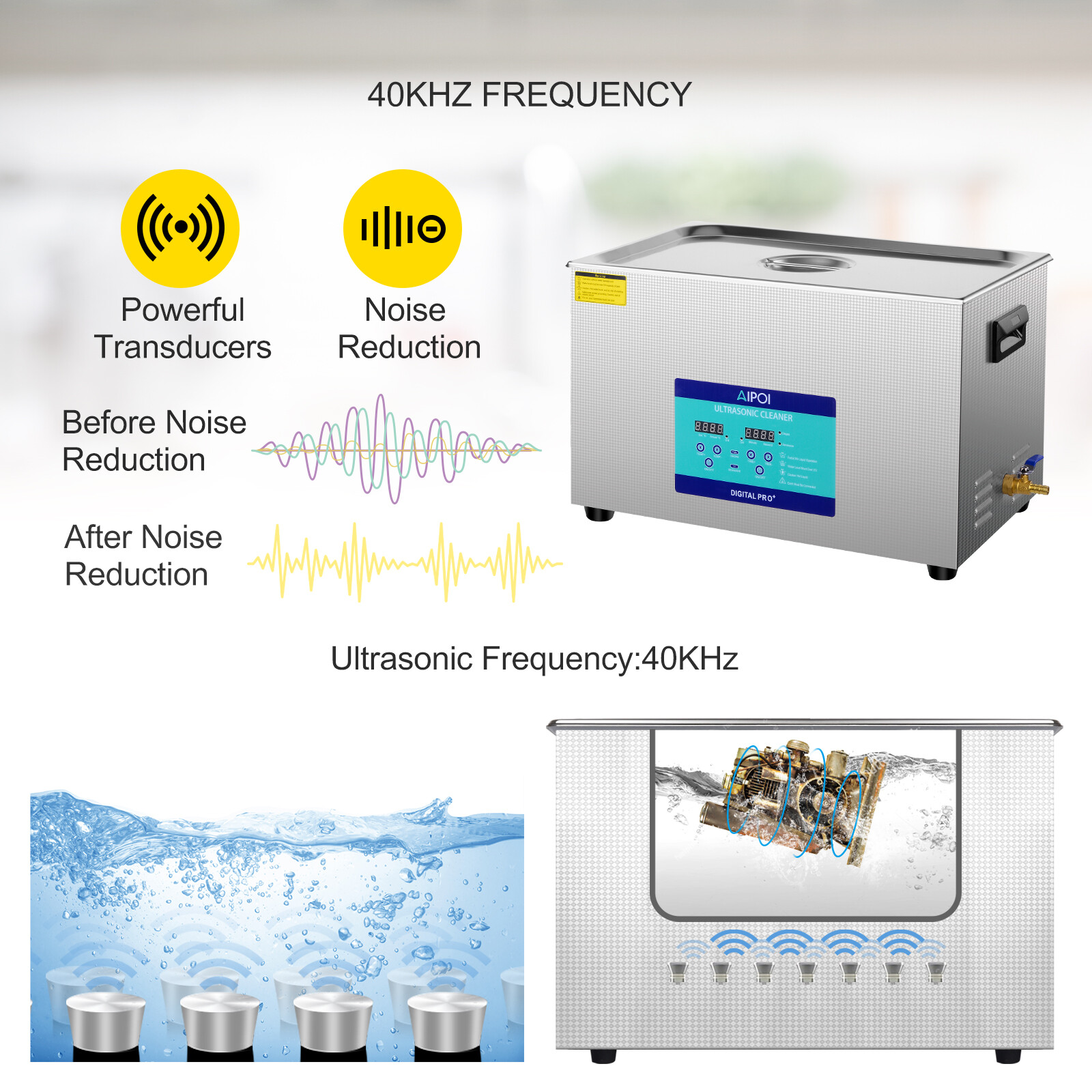 New 30L Ultrasonic Cleaner Stainless Steel Industry Heated Heater w/Timer