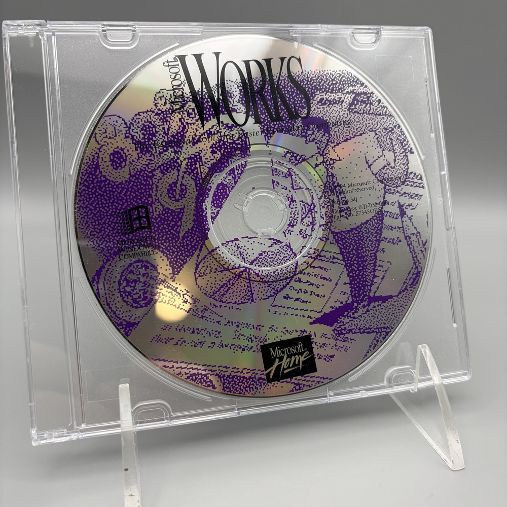 Vintage 1994 Microsoft Works Version 3.0 Software CD-ROM Windows OEM PC