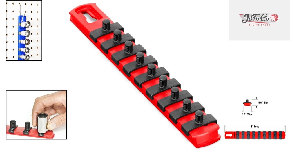 8-Inch Universal Socket Organizer with Twist Lock Clips – Organized & Accessible