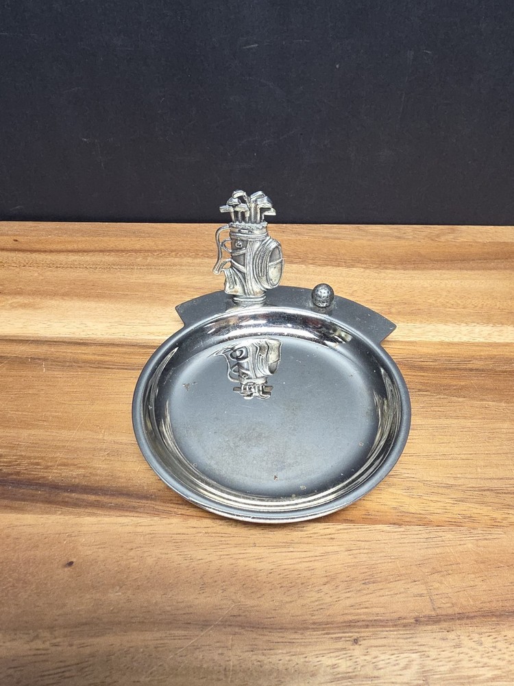 Silver Trinket Dish - Golf Bag And Ball - Felt Bottom