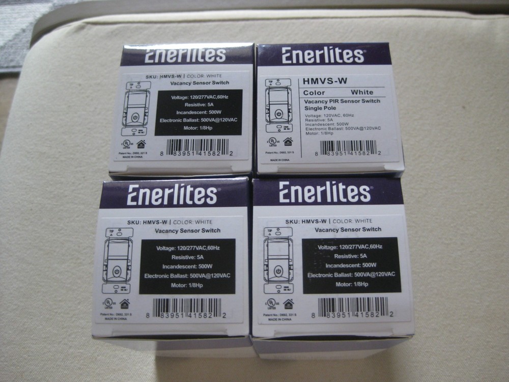 4 Enerlites HMVS-W SinglePoleVacancy Neutral Wire OccupancyMotionSensor Switch